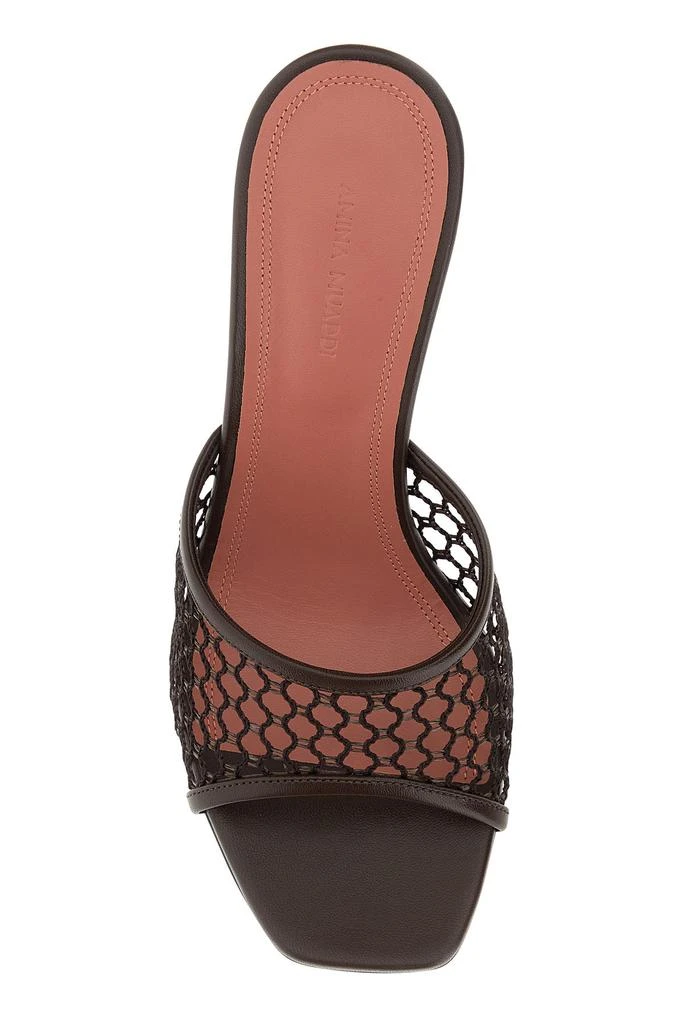 Amina Muaddi Brown mesh and leather Lupita mules 3