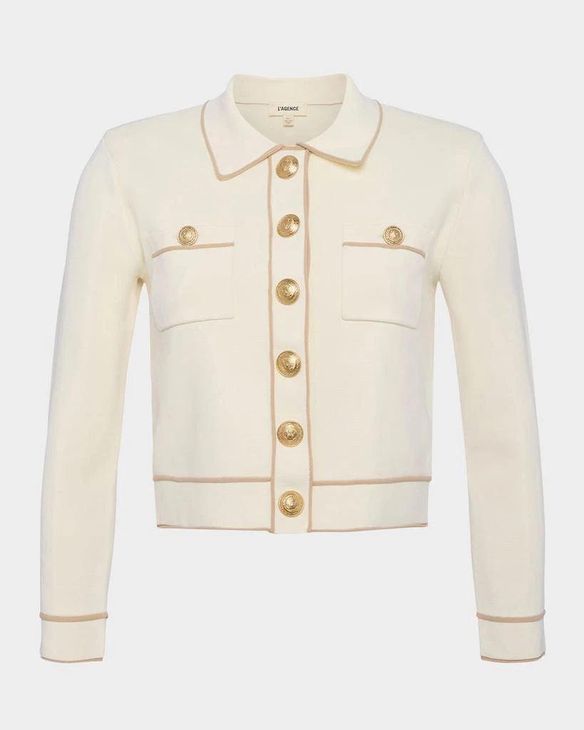 L'Agence Neo Contrast-Trim Cropped Cardigan 1
