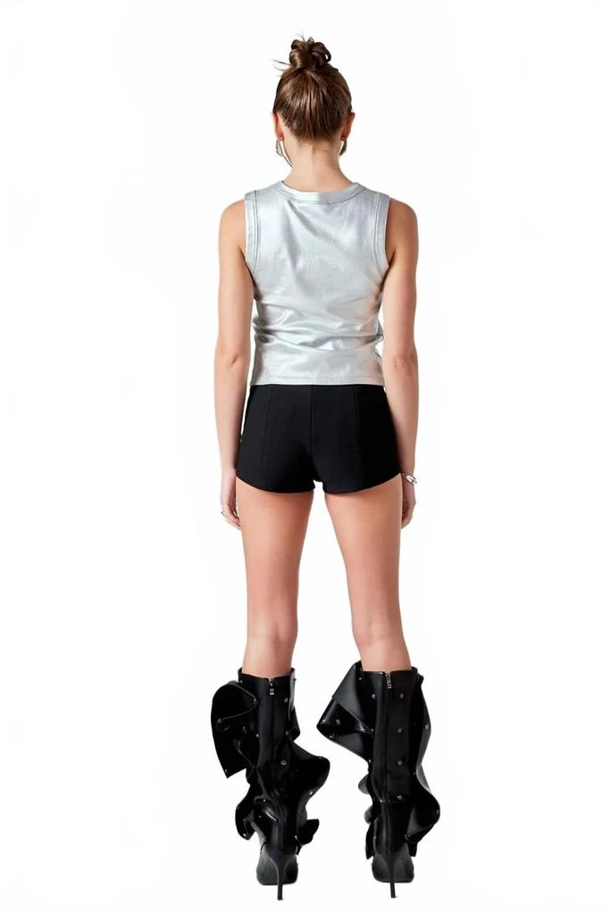 Endless Rose Metric Metallic Tank Top In Silver 4