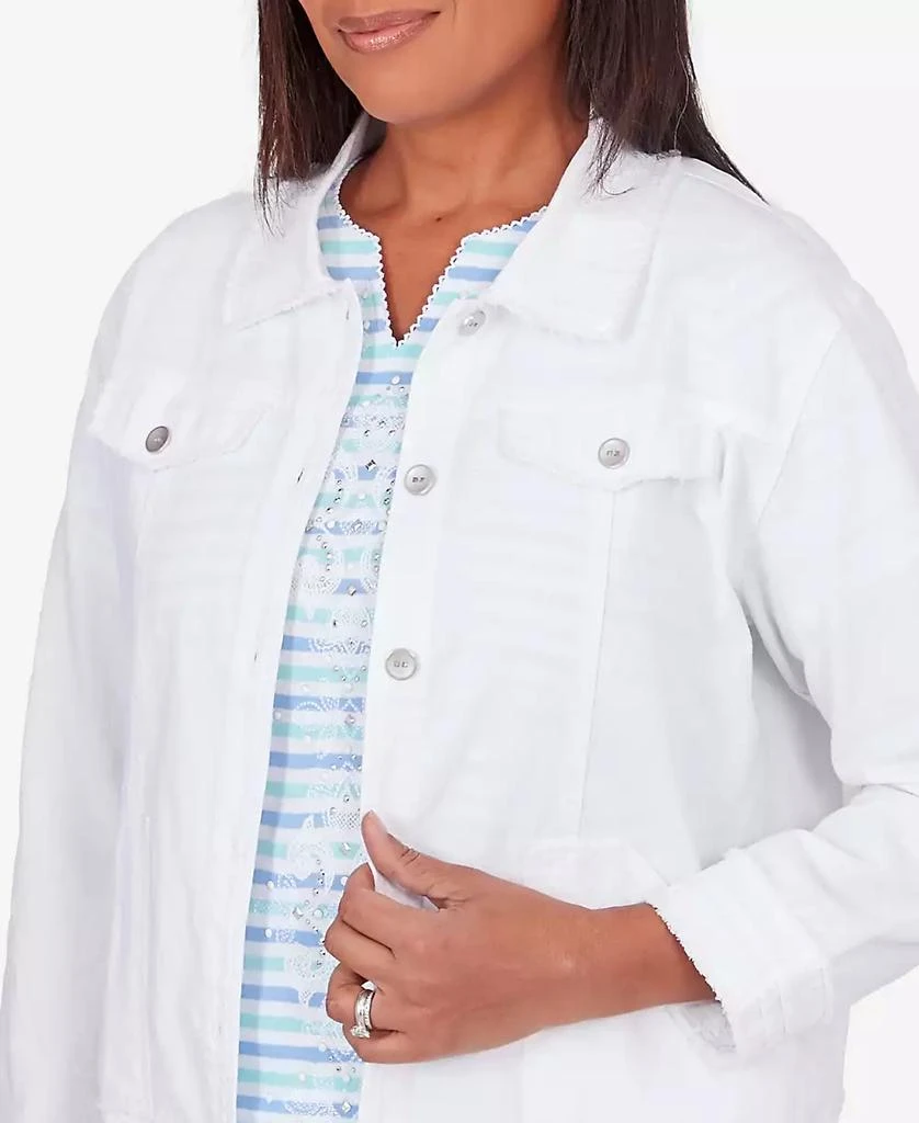 Alfred Dunner Women's Hyannisport Long Sleeve Fringe Detail Jacket 5