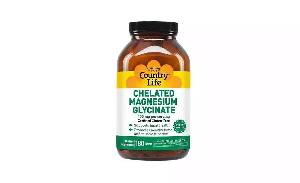 Country Life Chelated Magnesium Glycinate, 400 mg, 180 Tabs