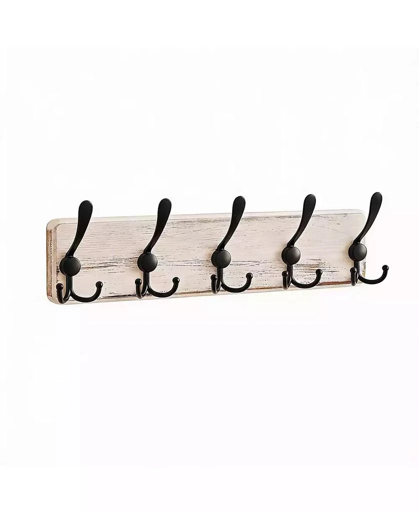 YIGII Farmhouse Rustic Wall Coat Rack 5 Hooks Heavy Duty