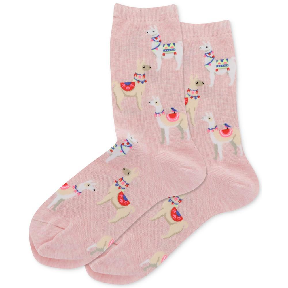 Hot Sox Women's Alpacas Printed Knit Crew Socks