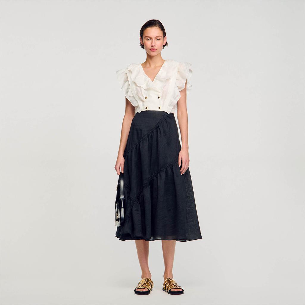 Sandro Ruffle crop top