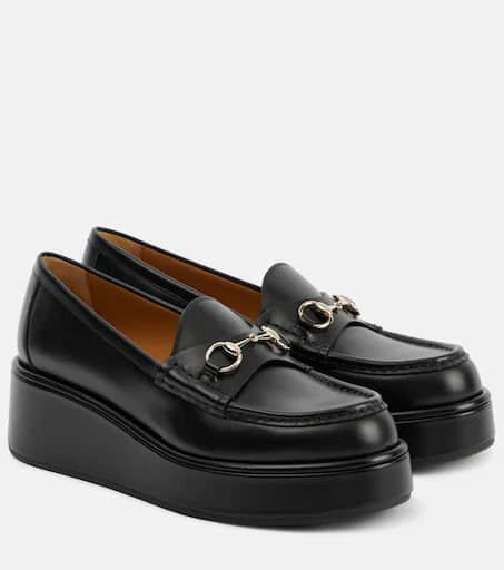 Gucci Horsebit leather wedge loafers 1
