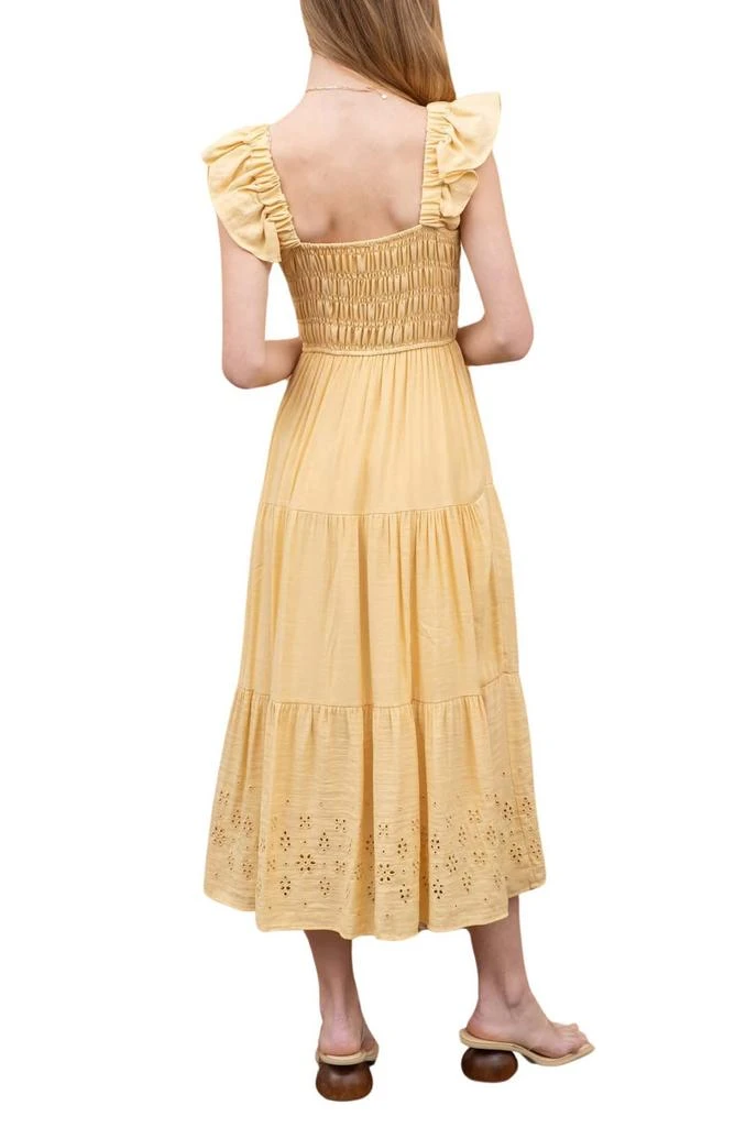 Blu Pepper Eyelet Flutter Sleeve Midi Dress 2