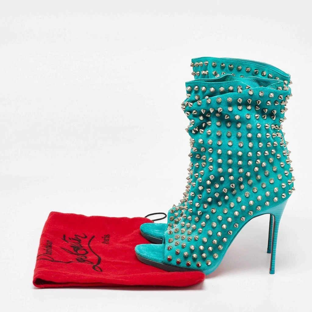 Christian Louboutin Christian Louboutin Aqua Blue Suede Guerilla Spiked Ankle Length Boots Size 36 9