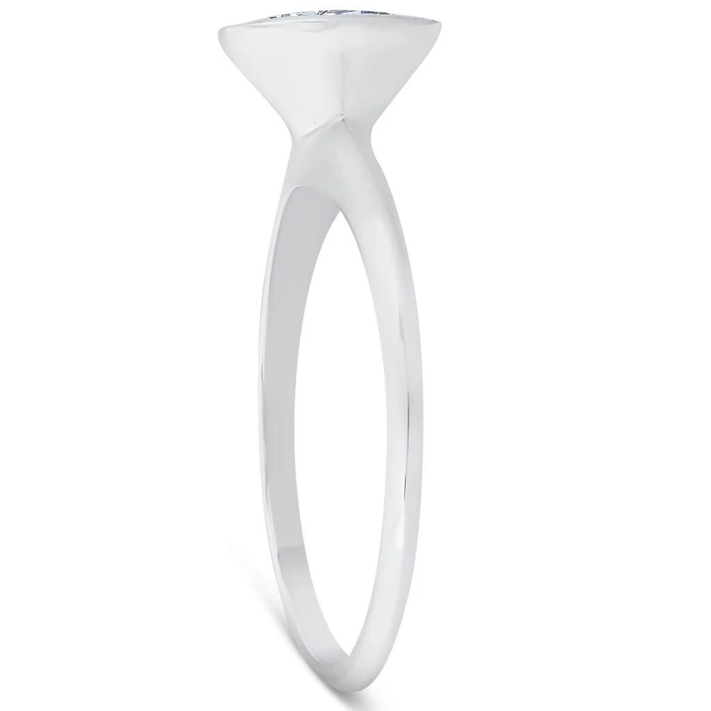 Pompeii3 1ct Bezel Solitaire Lab Grown Engagement Ring 14K White Gold Size Selectable 3