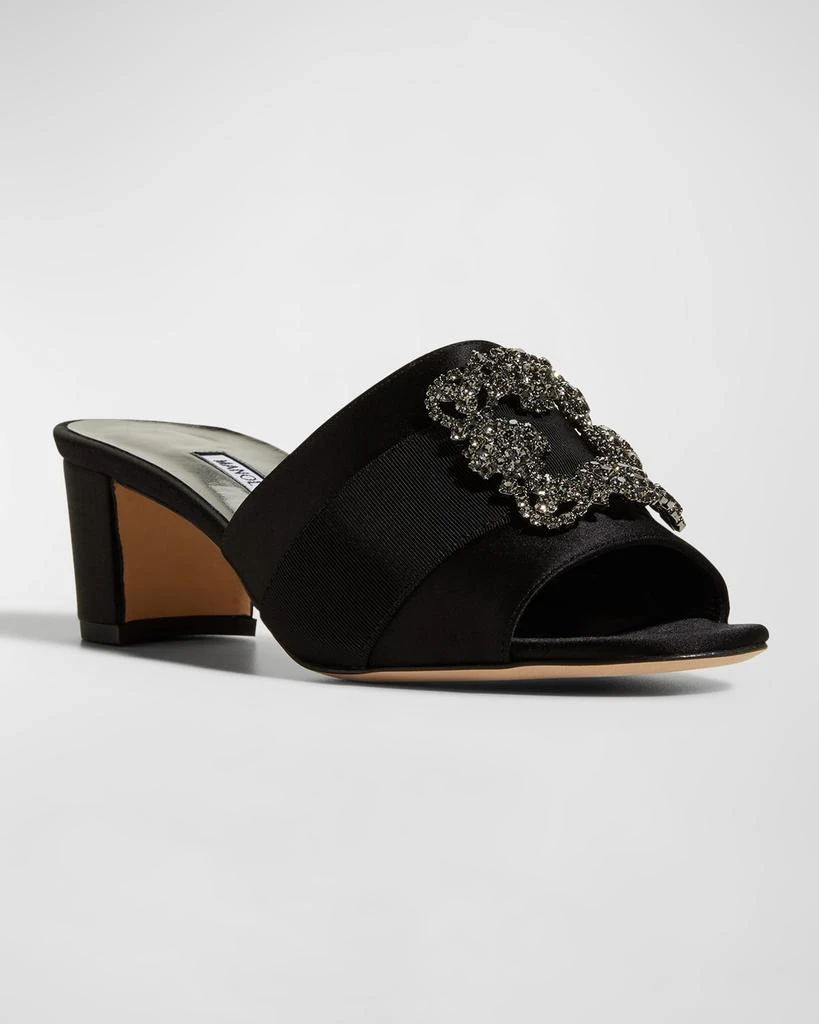 Manolo Blahnik Marta Crystal Buckle Silk Sandals 4