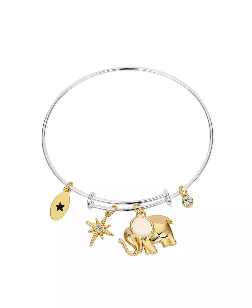 Unwritten Cubic Zirconia and Mother of Pearl Elephant Bangle Bracelet 1