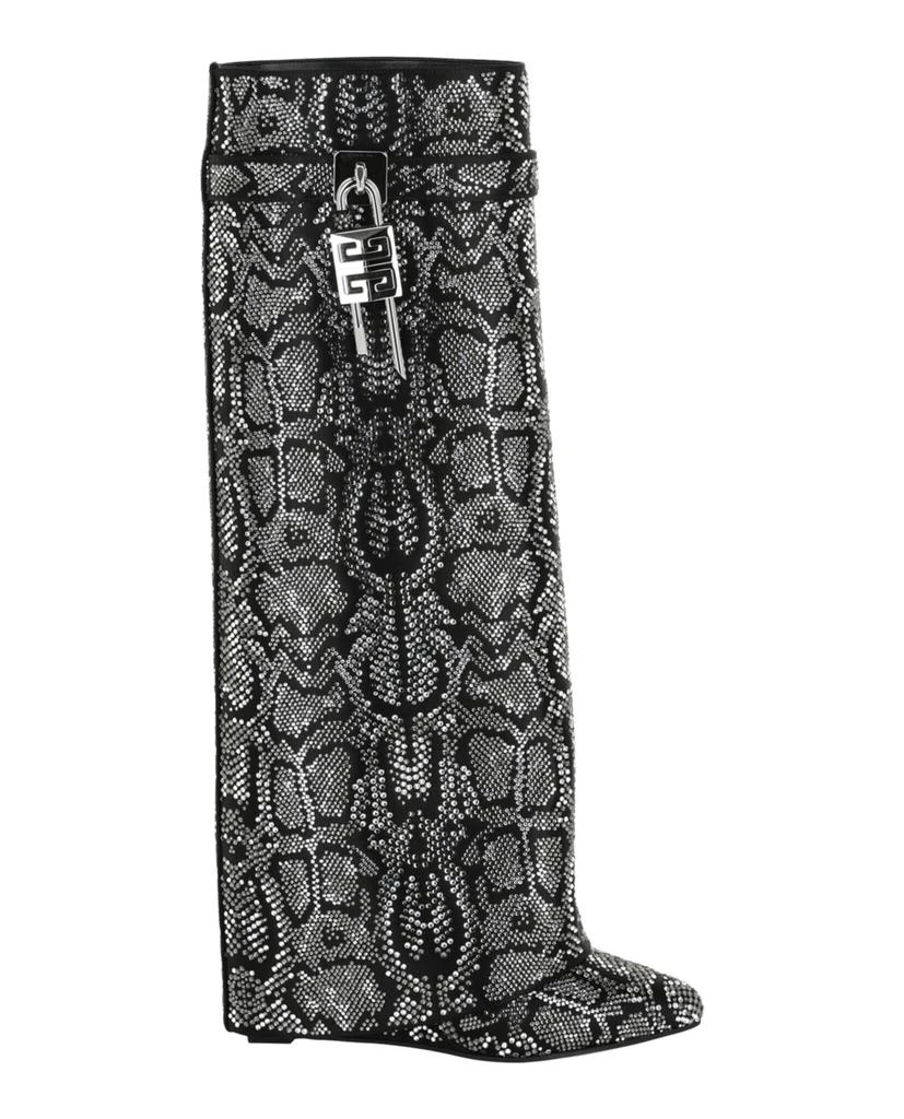 Givenchy Shark Lock Boots In Satin With Python Effect Strass 1