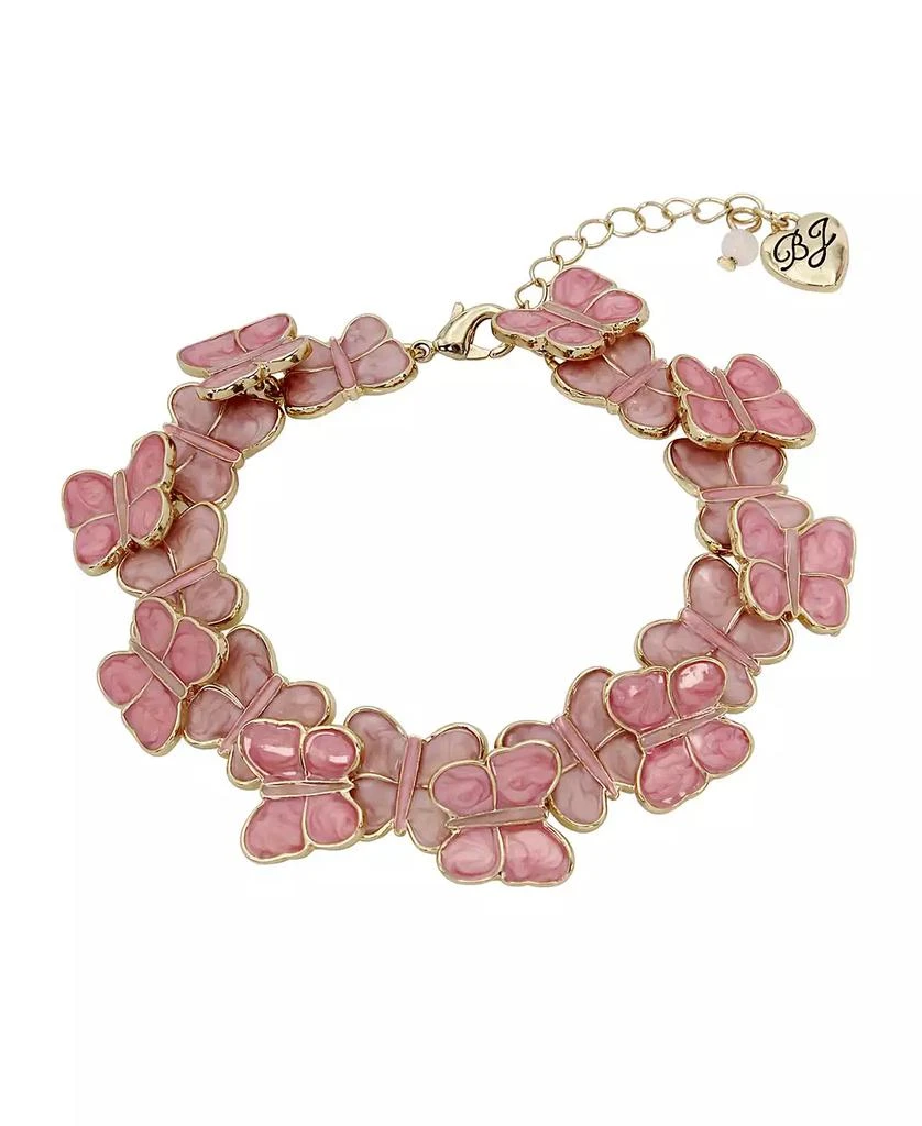 Betsey Johnson Pink Sweetheart Butterfly Link Bracelet 1