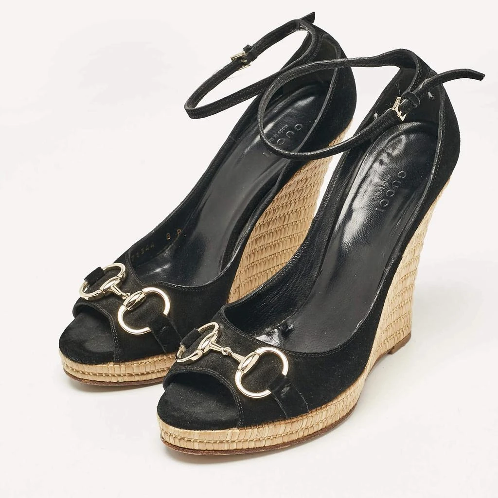 Gucci Gucci Black Suede Wedge Pumps Size 38 2