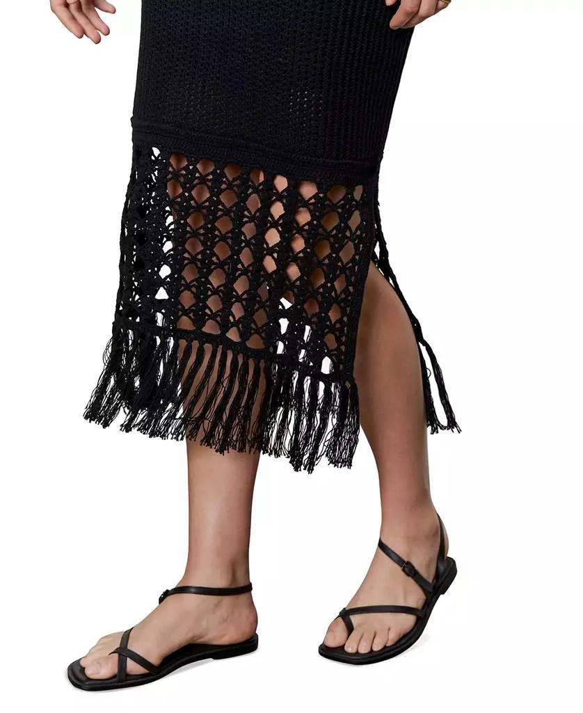 Sanctuary Women's Promenade Cotton Crochet Fringe-Hem Dress 4