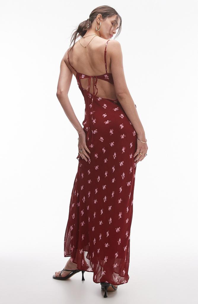 Topshop Floral Ruffle Draped Maxi Dress