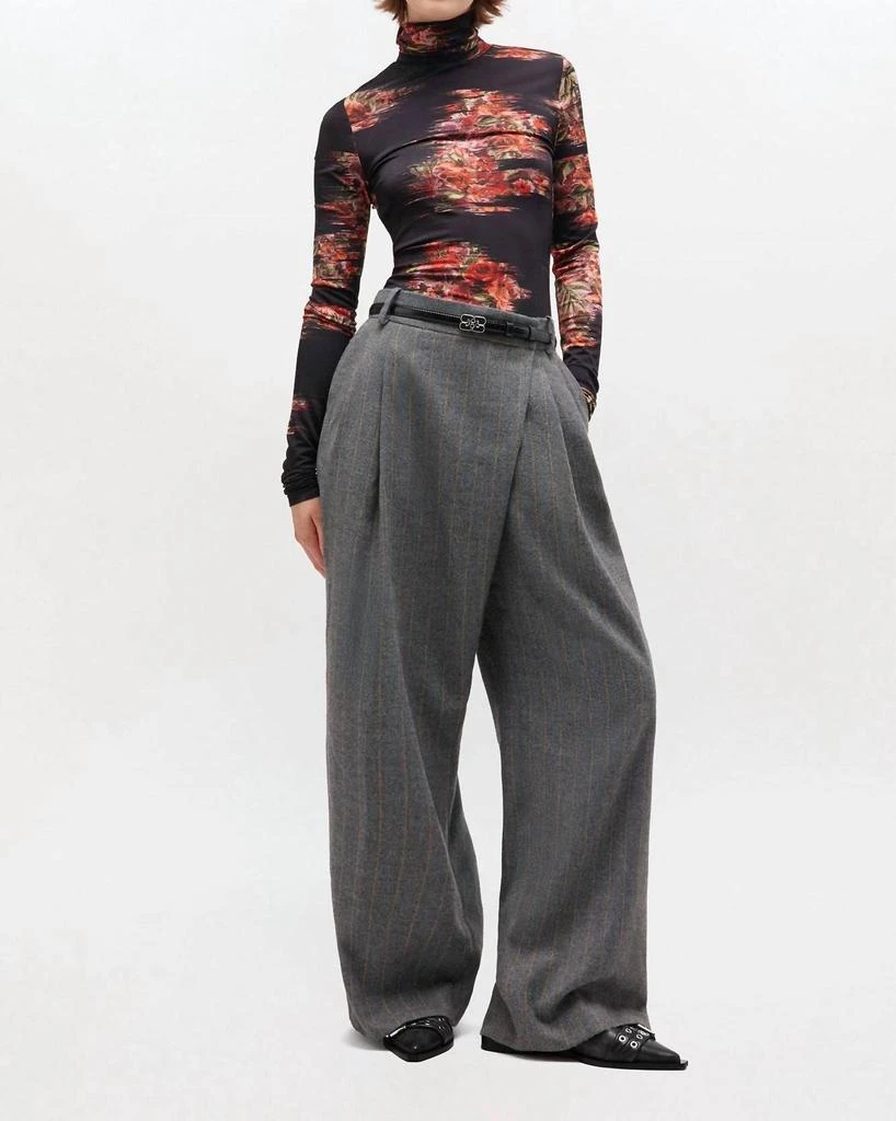 Ganni Ganni - Brushed Wool Stripe Mid Waist Pants