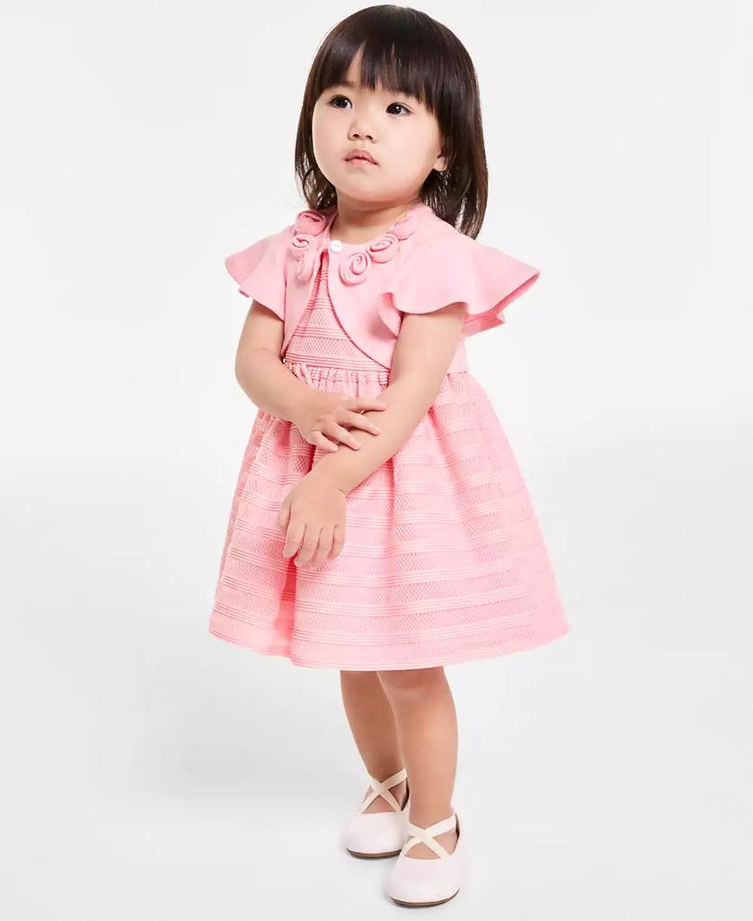 Bonnie Baby Baby Girls 2-Pc. Flutter Sleeved Knit Cardigan & Novelty Striped Knit Dress Set