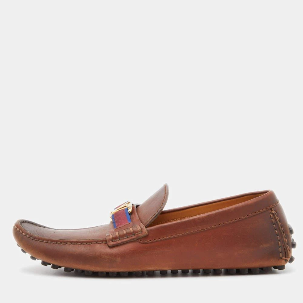 Louis Vuitton Louis Vuitton Brown Leather Hockenheim Slip On Loafers Size 41 1