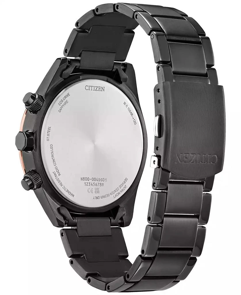 Citizen Eco-Drive Men's Chronograph Sport Luxury Radio Control Black-Tone Stainless Steel Bracelet Watch 43mm 3