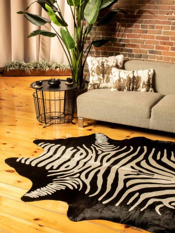 Natural Togo Zebra Print Cowhide Area Rug 3