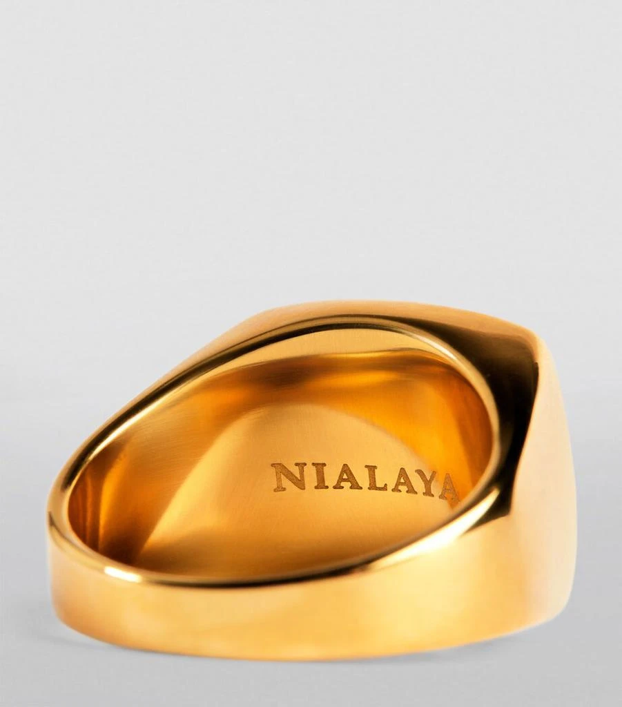 Nialaya Gold-Plated Jade Signet Ring 6
