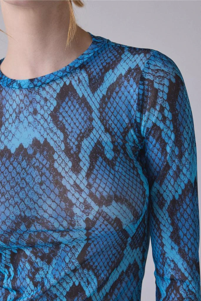 AFRM AFRM Kaylee Blue Fish Snake Mesh Long Sleeve Crop Top 3
