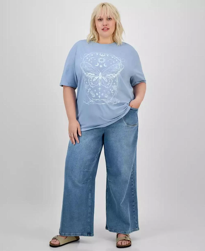 Rebellious One Trendy Plus Size Cosmic Butterfly Cotton T-Shirt 2