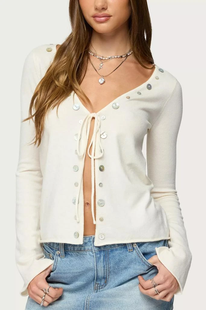 Edikted Edikted Jesy Iridescent Split Front Knit Cardigan
