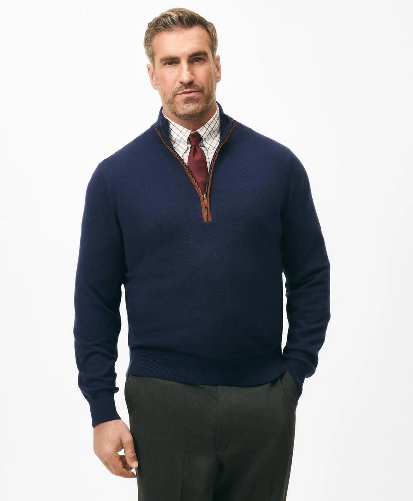 Brooks Brothers Big & Tall 3-Ply Cashmere Half-Zip Sweater 1