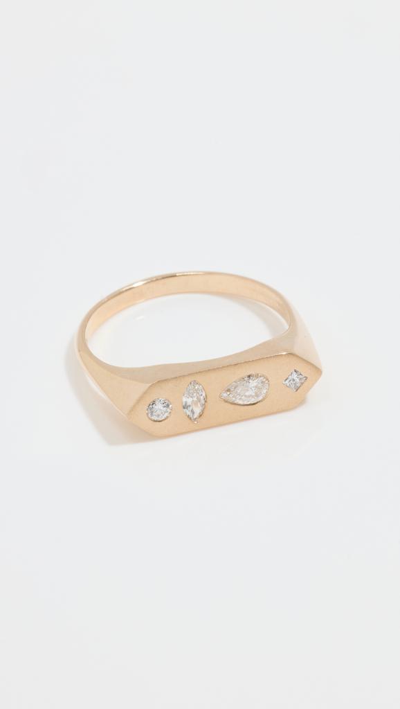 Zoe Chicco 14k Gold Mosaic Bar Signet Ring