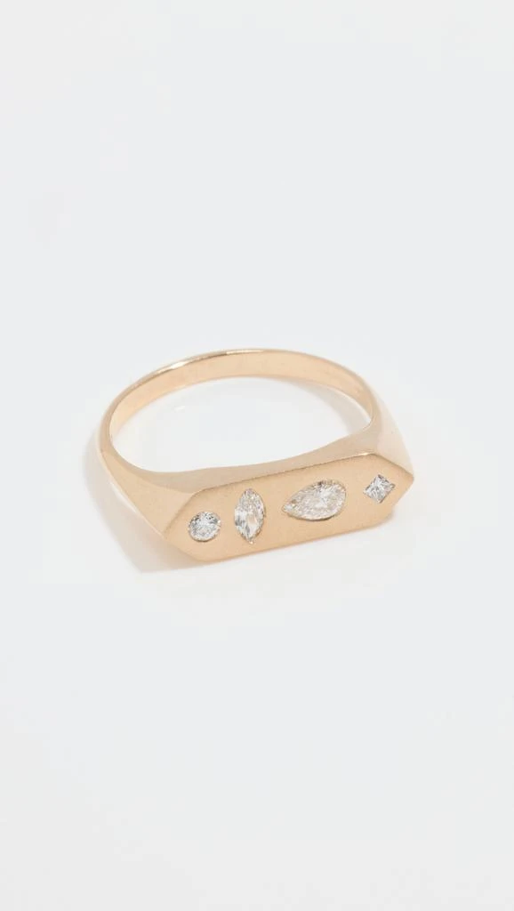 Zoe Chicco 14k Gold Mosaic Bar Signet Ring 1