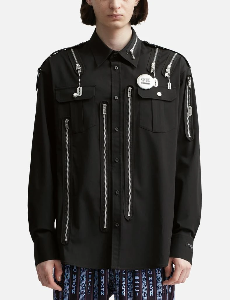99% IS 80's Hard Core Stretch Cut Out Zipper Shirt 3