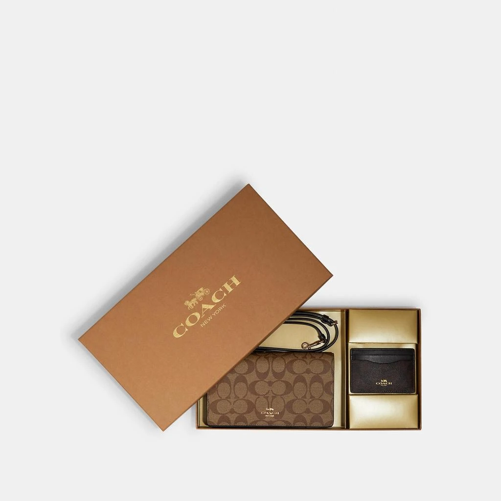 Coach Coach Outlet Boxed Anna Foldover Clutch Crossbody And Card Case Set In Blocked Signature Canvas 1