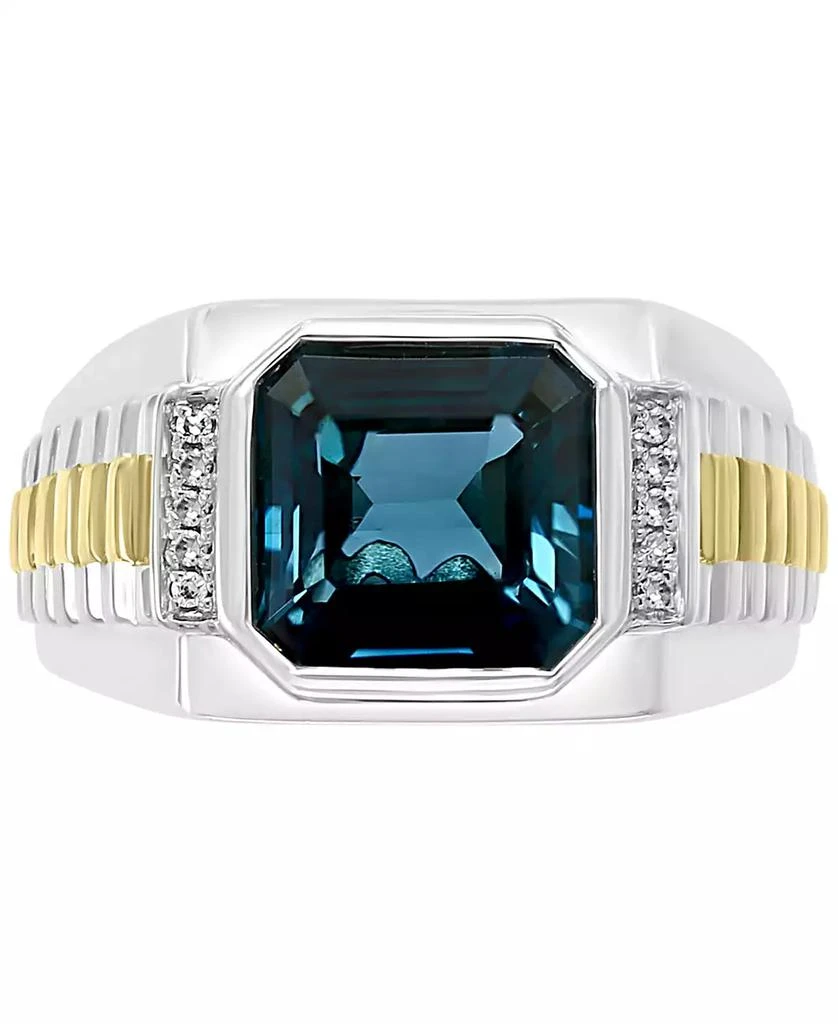 Effy EFFY® Men
s London Blue Topaz (5-5/8 ct. t.w.)
Diamond (1/10 ct. t.w.) Ring in Sterling Silver
18k Gold-Plate 2