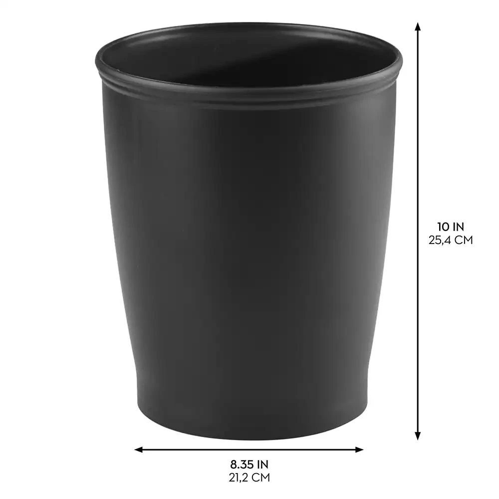 iDesign Round Plastic Bathroom Trash Cans - Set of 2 - Black - Made in USA 2