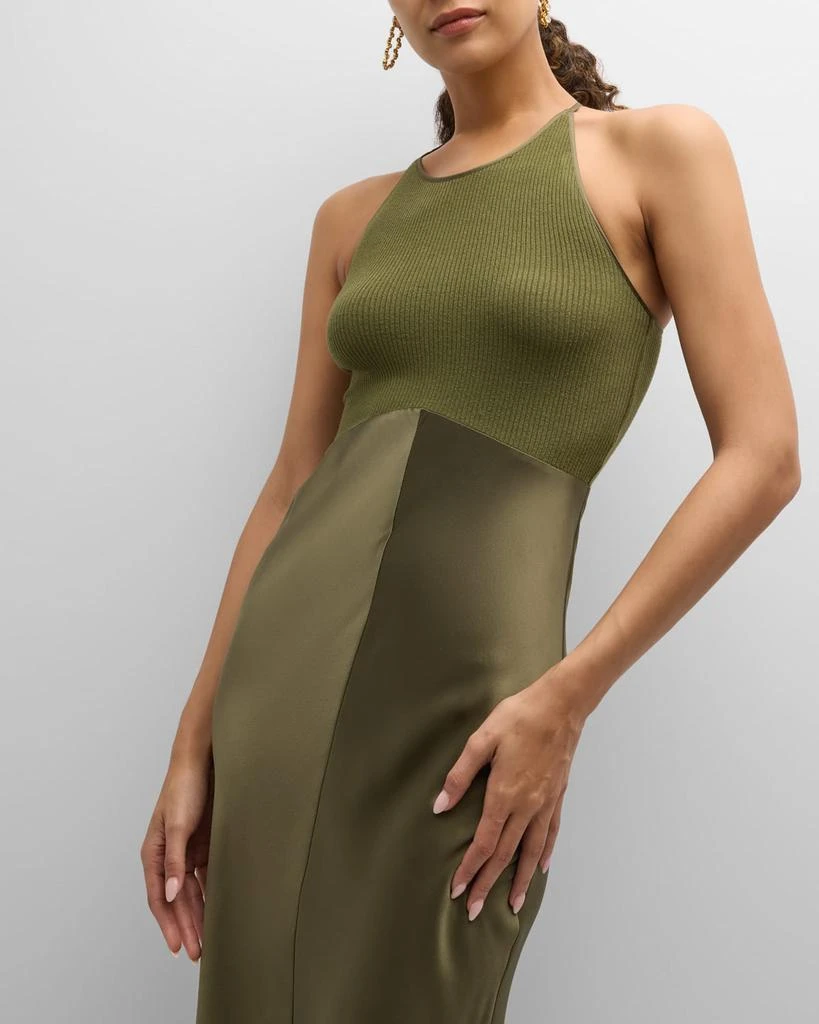 Sablyn Clara Mixed Media Bias-Cut Midi Dress 7