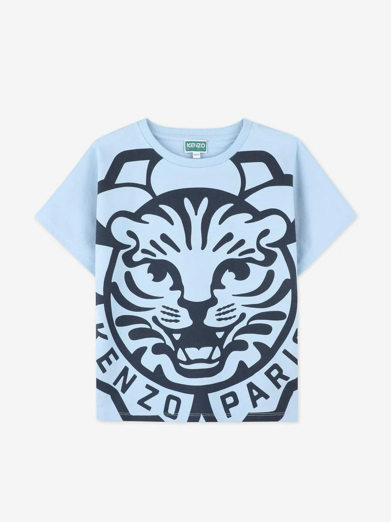 Kenzo Kids Tiger Print T-Shirt in Blue 1