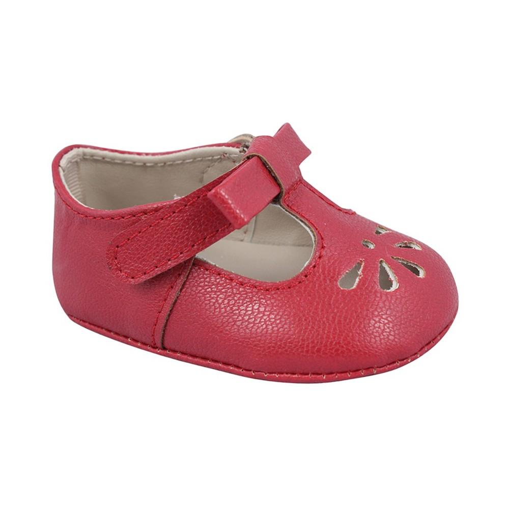 Baby Deer Baby Girl Soft Leather-Like T-Strap with Bow and Perforation