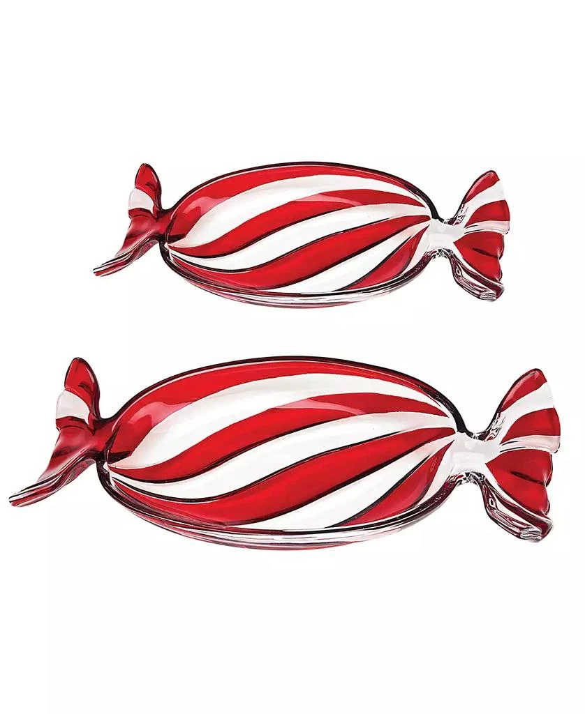 Godinger Red Peppermint Wrapper Trays, Set of 2 2