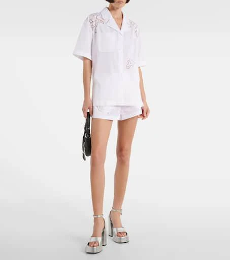 Versace Embroidered cotton poplin bowling shirt 2