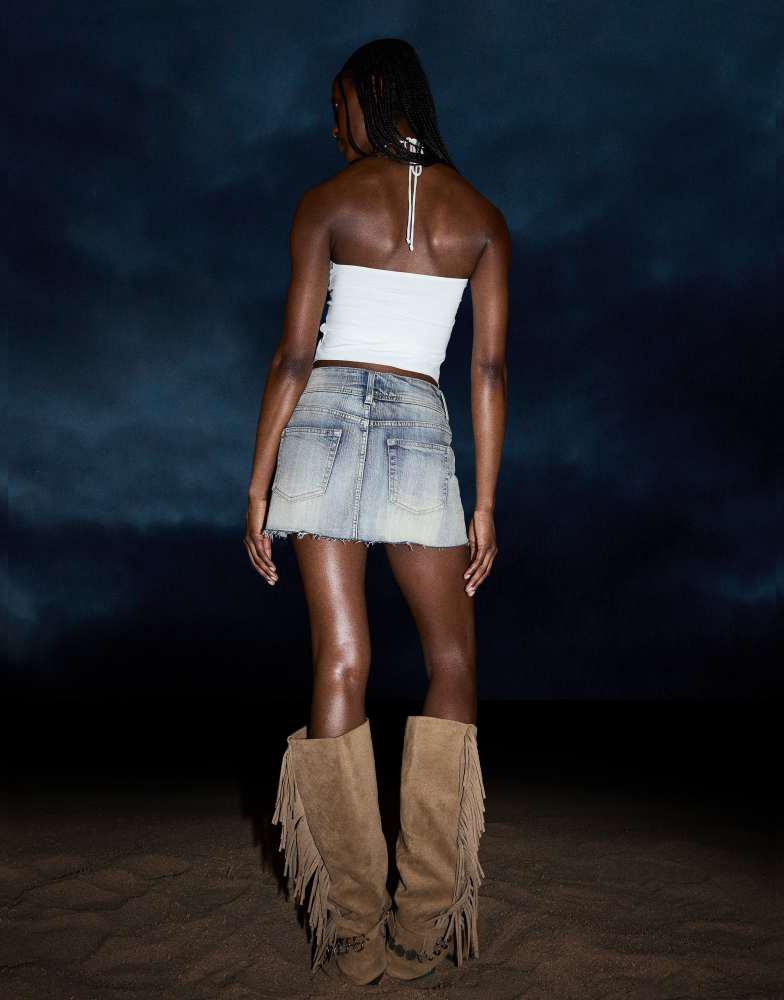 Bershka Bershka denim mini skort in light blue