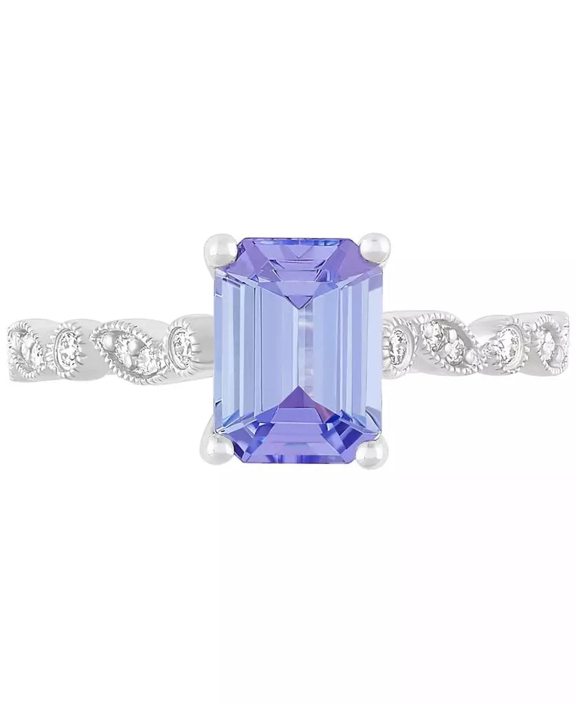 Macy's Tanzanite (2-1/10 ct. t.w.) & Diamond (1/10 ct. t.w.) Milgrain Bead Ring in 14k White Gold 3