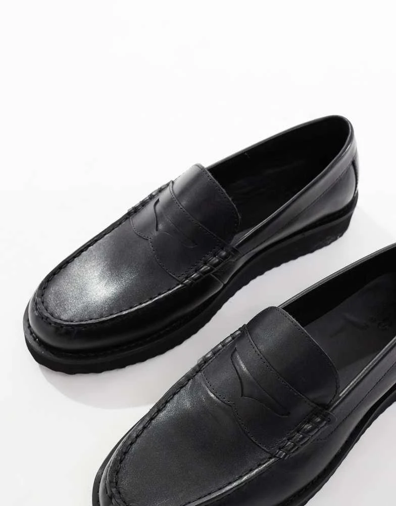 ASOS ASOS DESIGN penny loafer in black leather 2