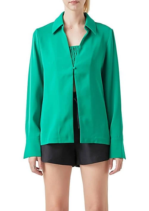 Grey Lab Collared Open Suit and Smocked Bandeau Set