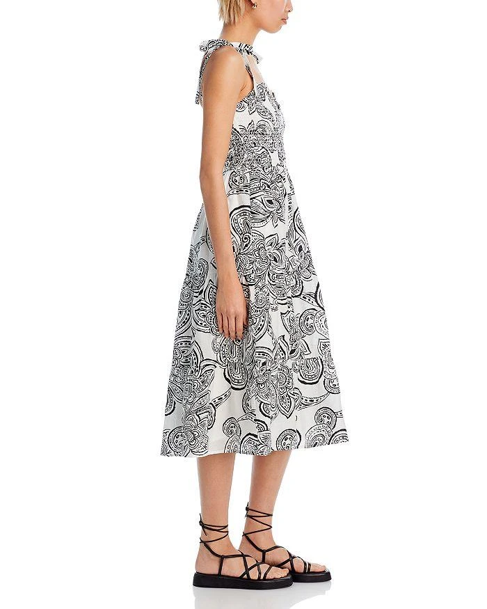 AQUA Smocked Tie Shoulder Midi Dress - Exclusive 5