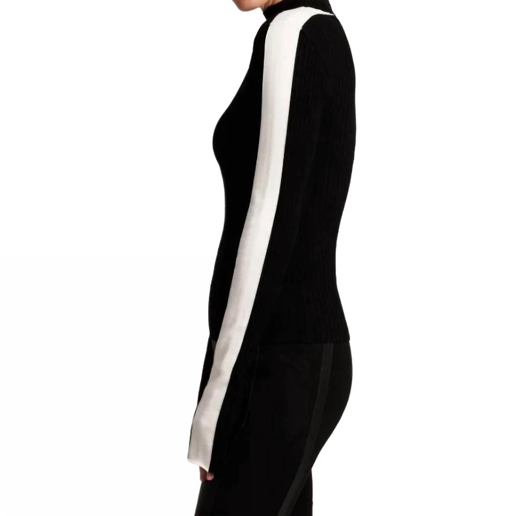 Blanc Noir Blair Mock Neck Sweater In Black/ivory 3