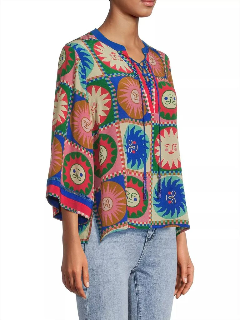 Johnny Was Lionora Front Tie Villa Silk Blouse 4