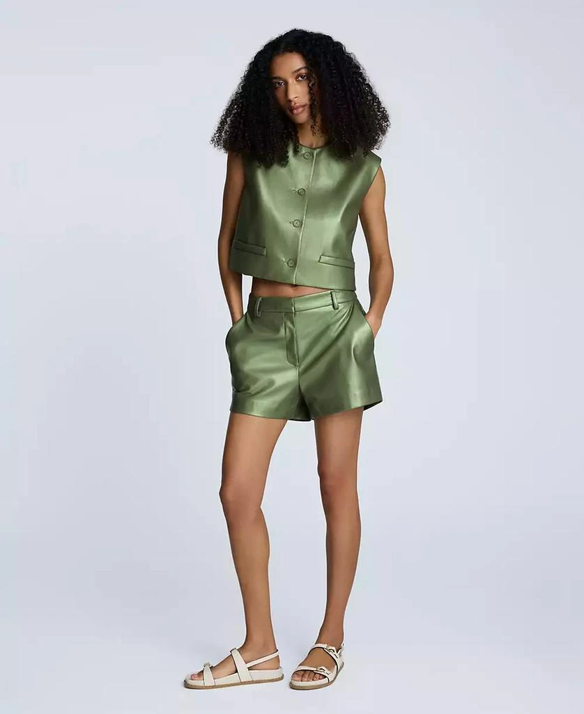 Kenneth Cole Women's Metallic Faux-Leather Boxy Vest 4