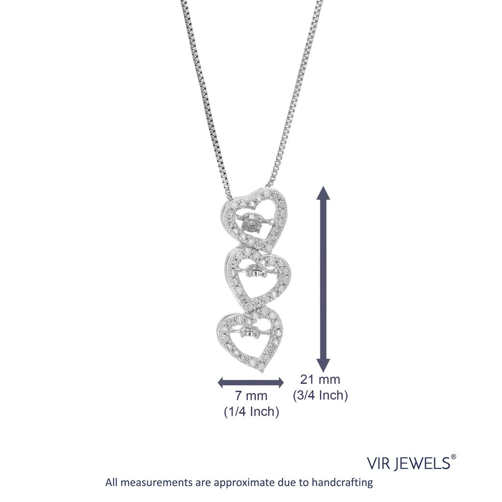 Vir Jewels 1/6 cttw Lab Grown Diamond Triple Heart Pendant Necklace .925 Sterling Silver 1/4 Inch With 18 Inch Chain 3