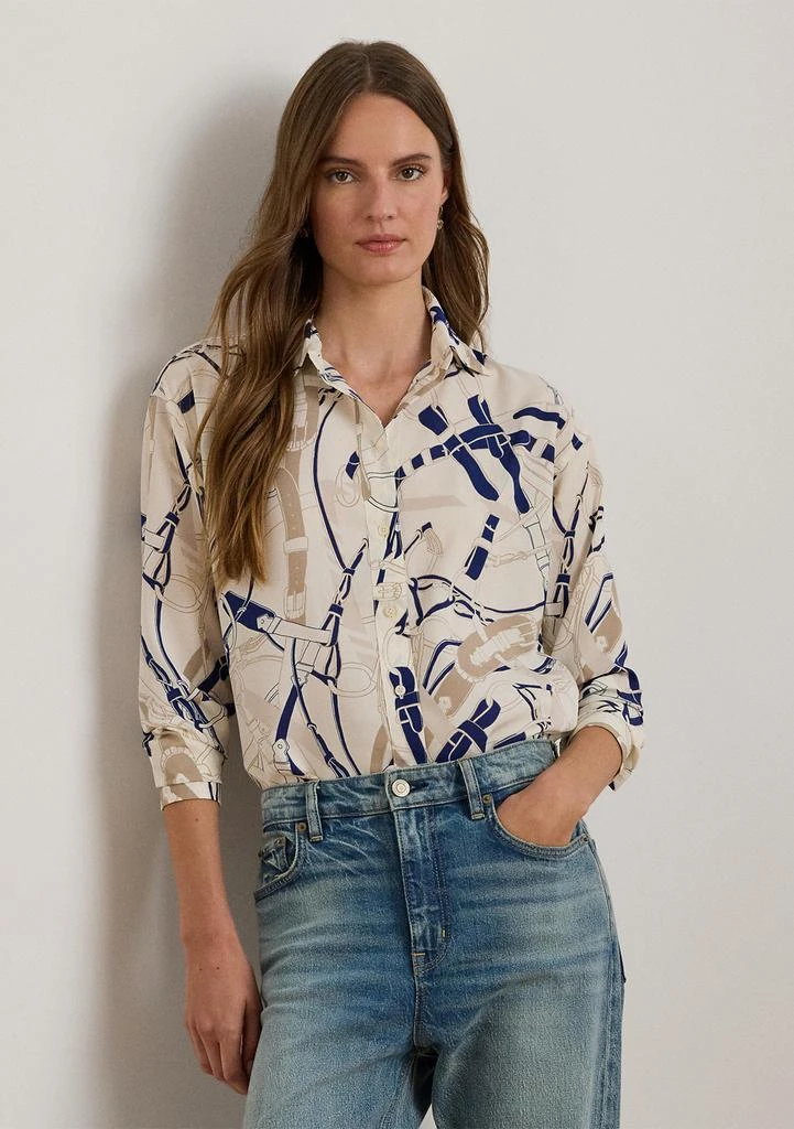 Ralph Lauren Relaxed Fit Belting-Print Crepe Shirt